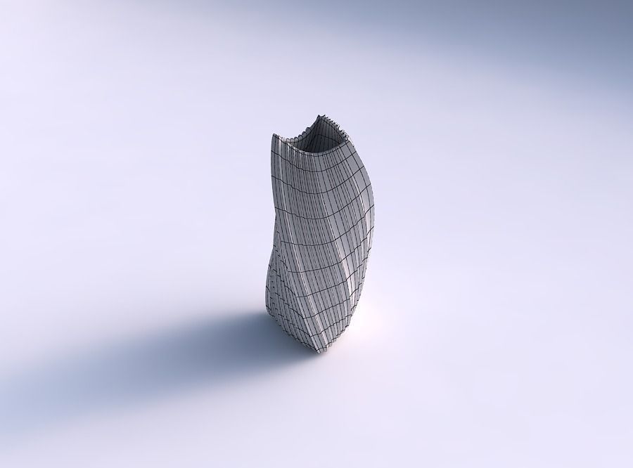 Vase twist curved tipping triangle 2 with extruded vertical l... 3D print model_5