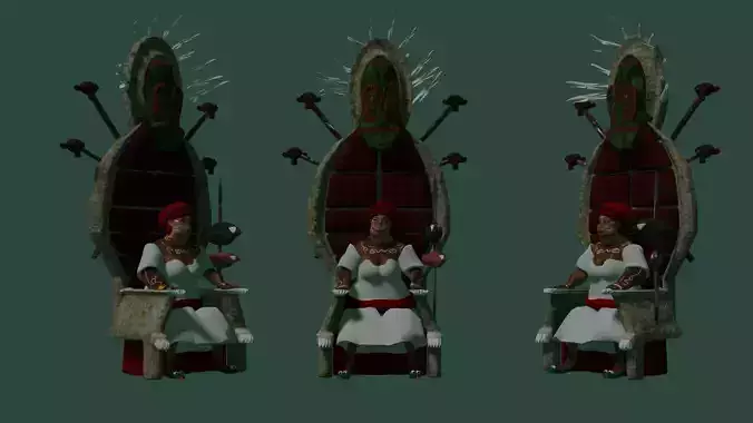 The Voodoo Lady Monkey Island game ready and 3D printable Low-poly 3D model