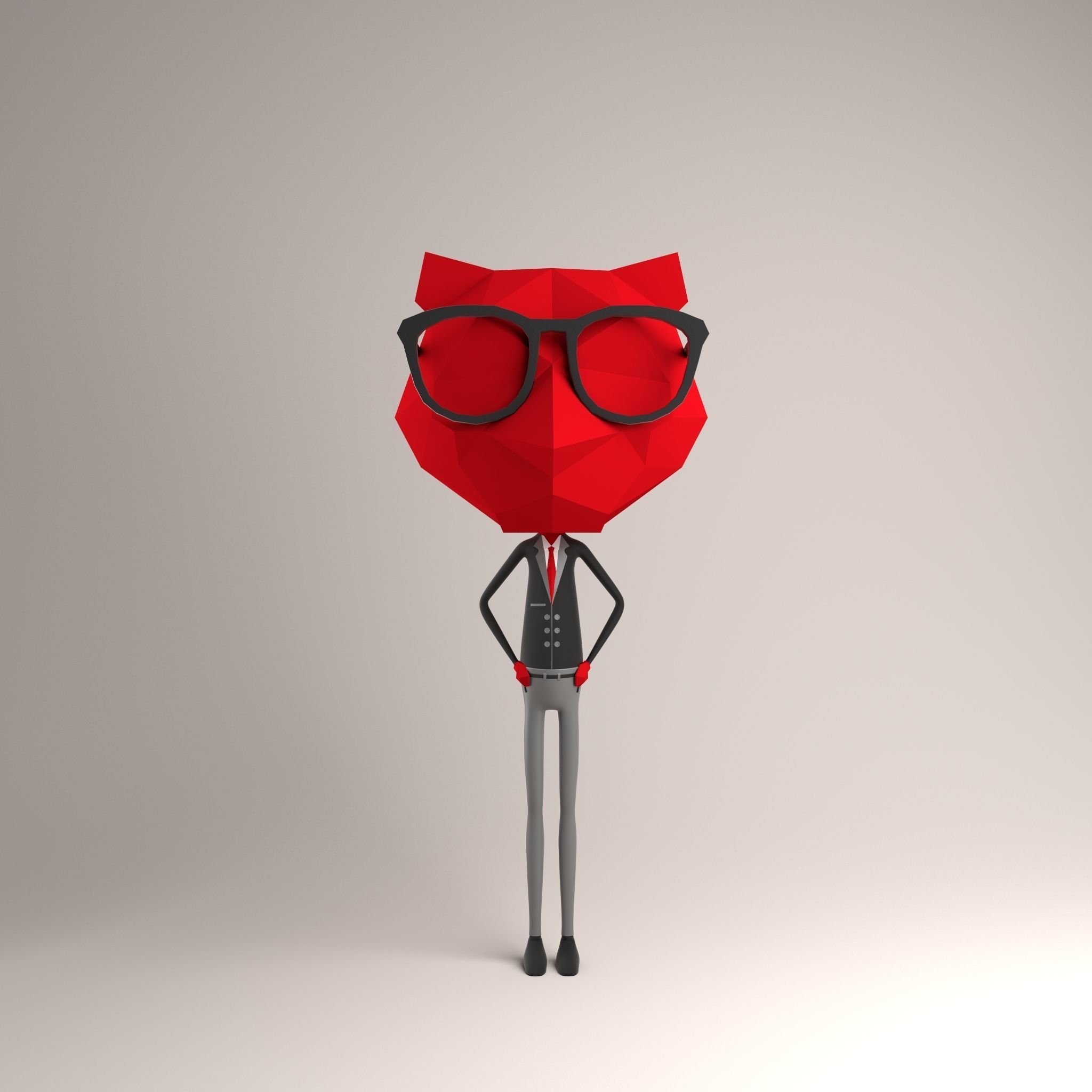Superhero Red Lion RIG 3D model rigged | CGTrader