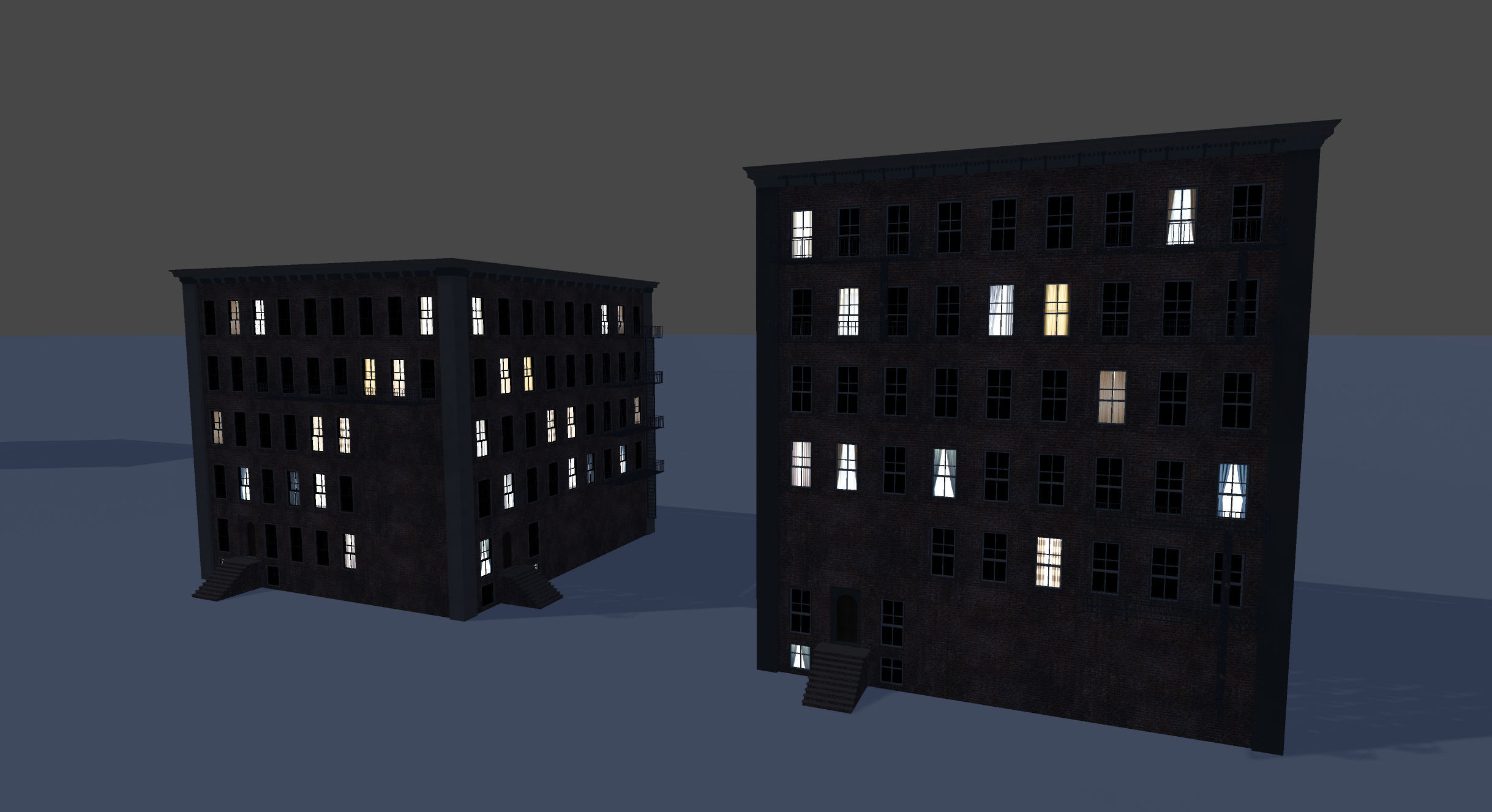 Modular Building Set Low-poly 3D model_13
