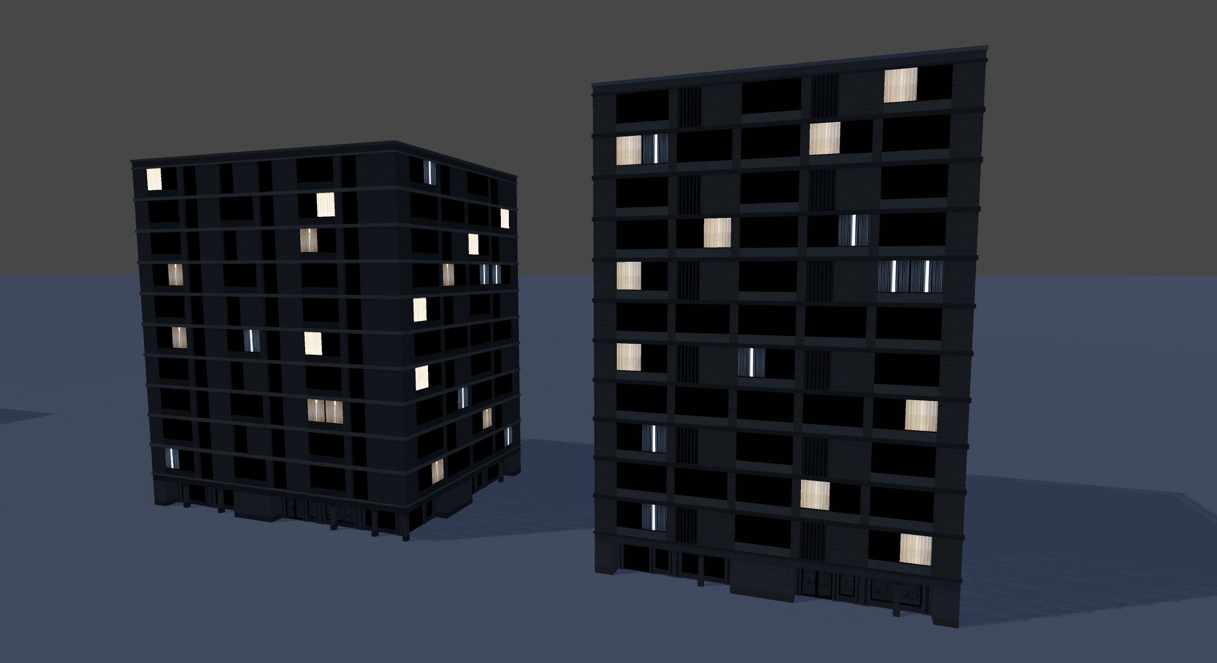 Modular Building Set Low-poly 3D model_17