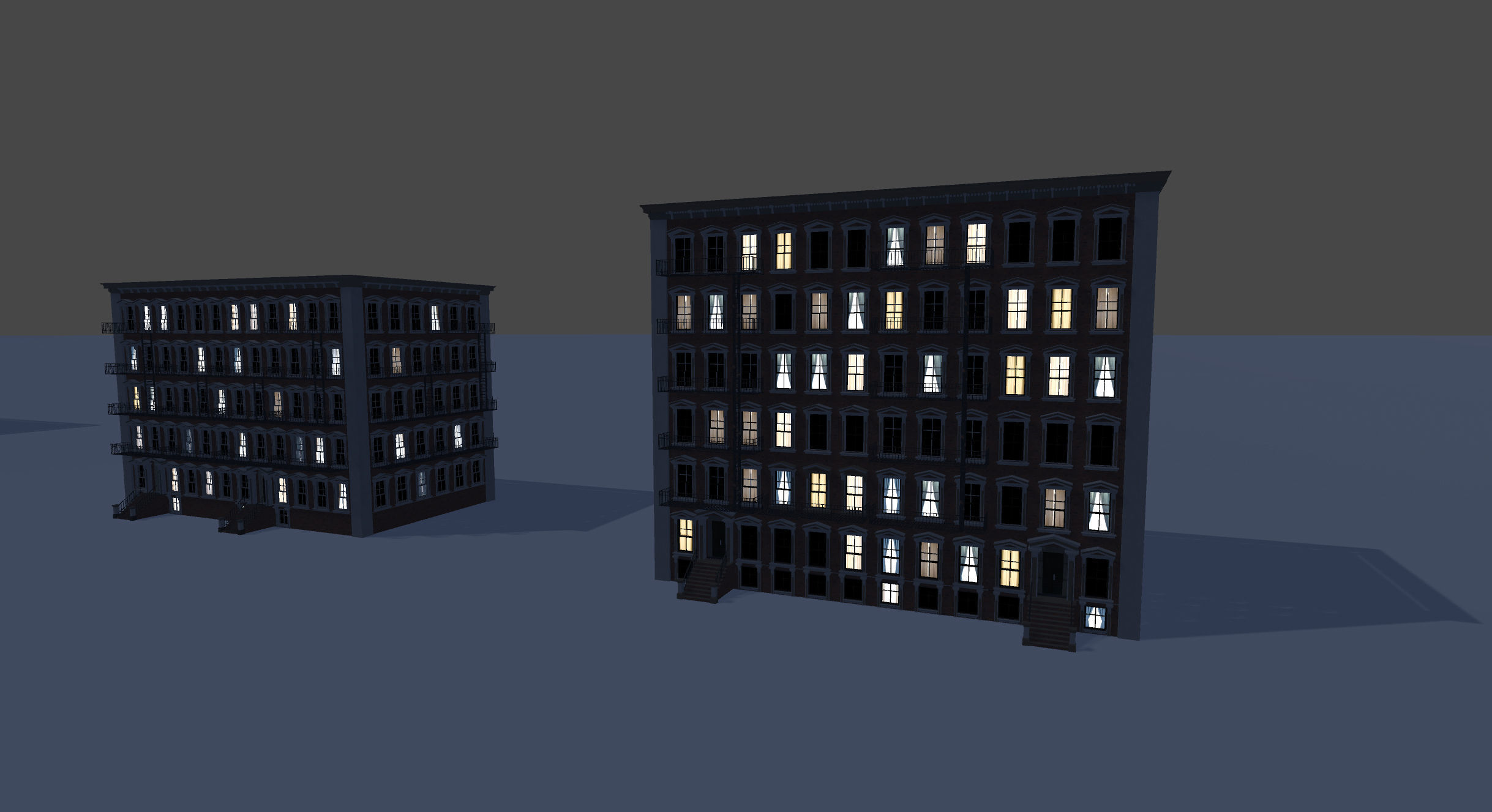 Modular Building Set Low-poly 3D model_12