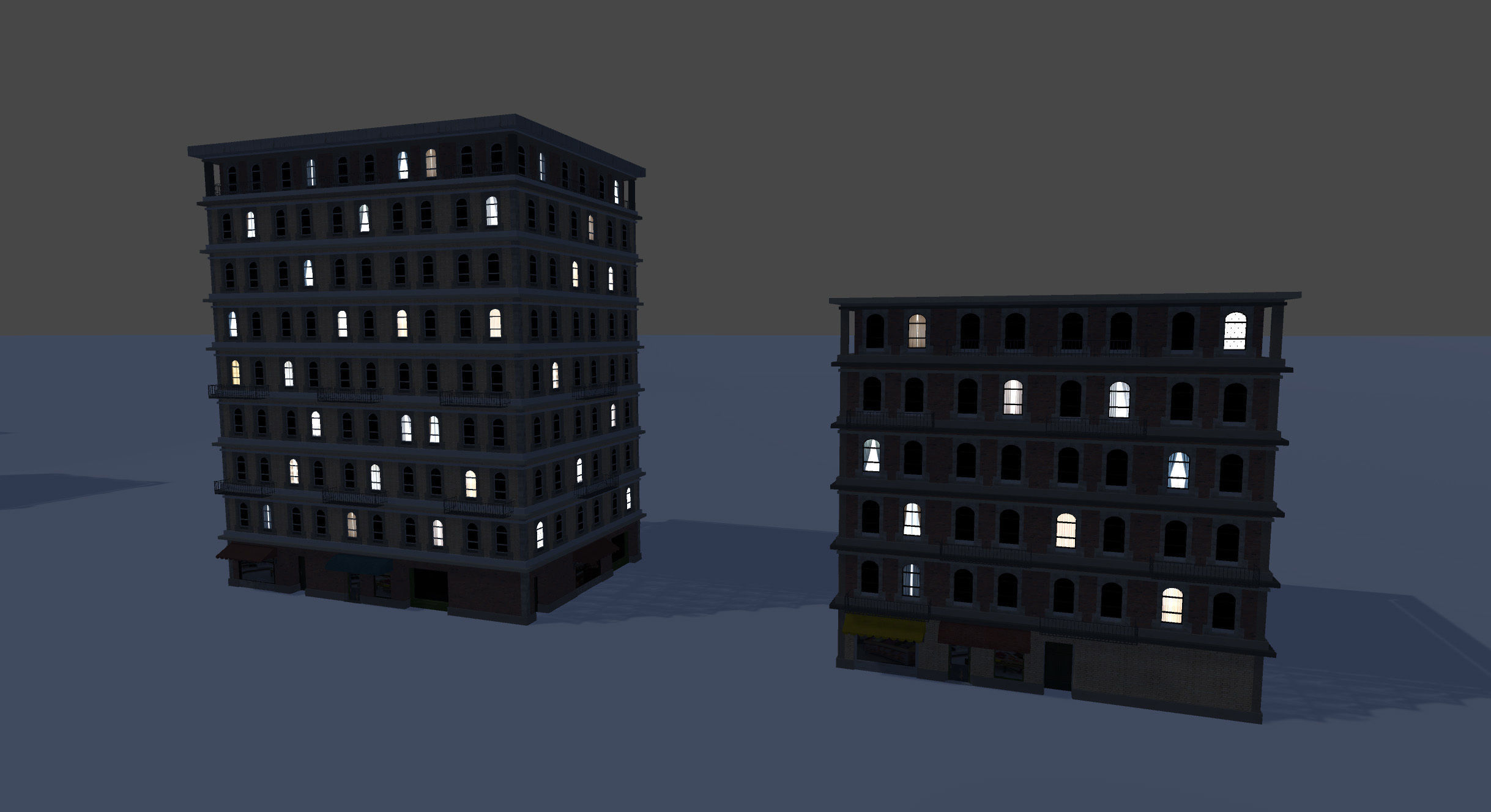 Modular Building Set Low-poly 3D model_16
