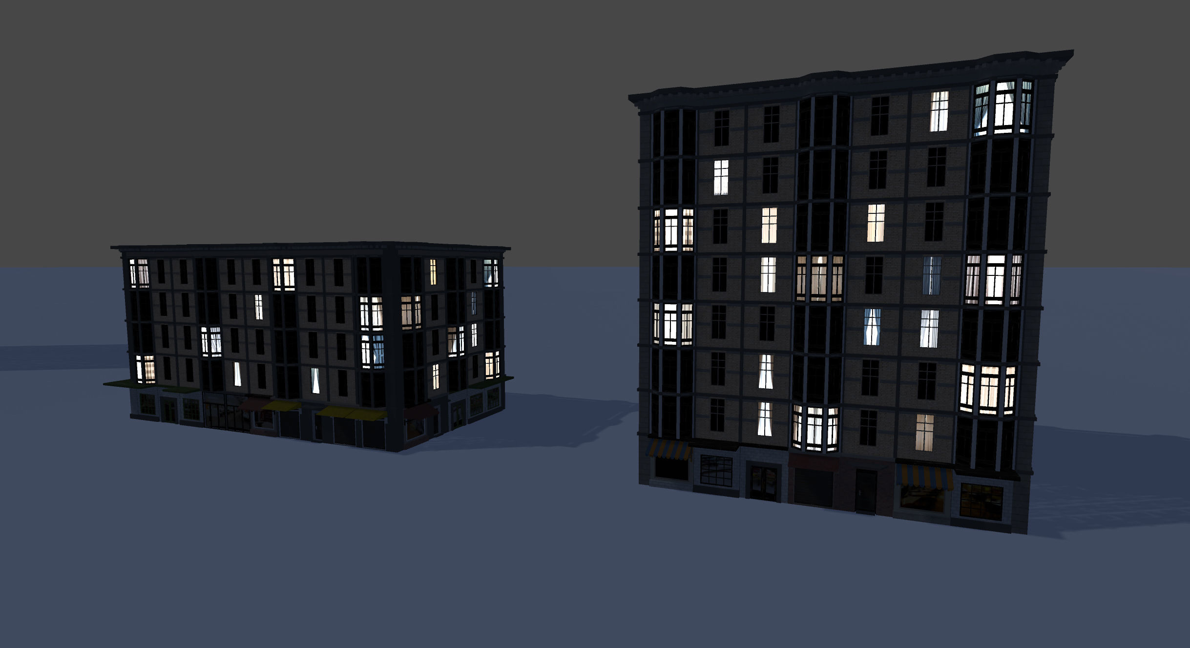 Modular Building Set Low-poly 3D model_14