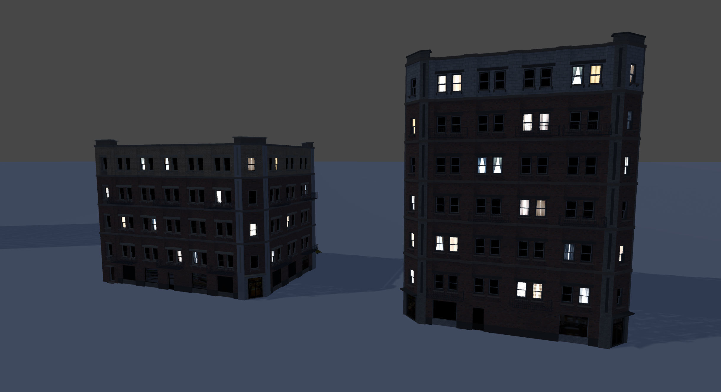 Modular Building Set Low-poly 3D model_15