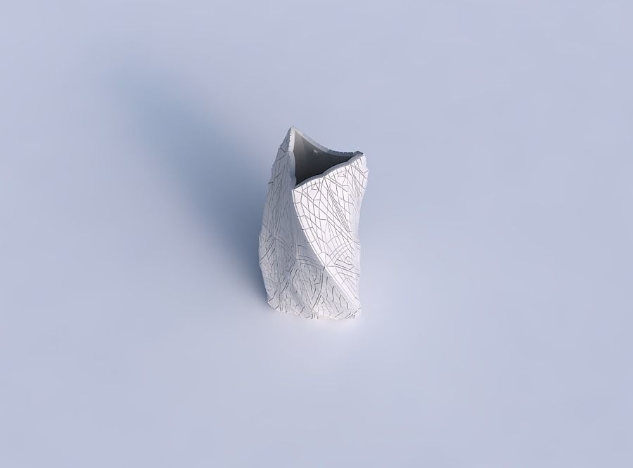 Vase twist curved tipping triangle 2 with fine mosaic plates 3D print model_1