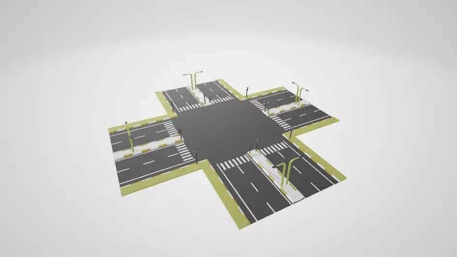 Street for gaming 3D model_0
