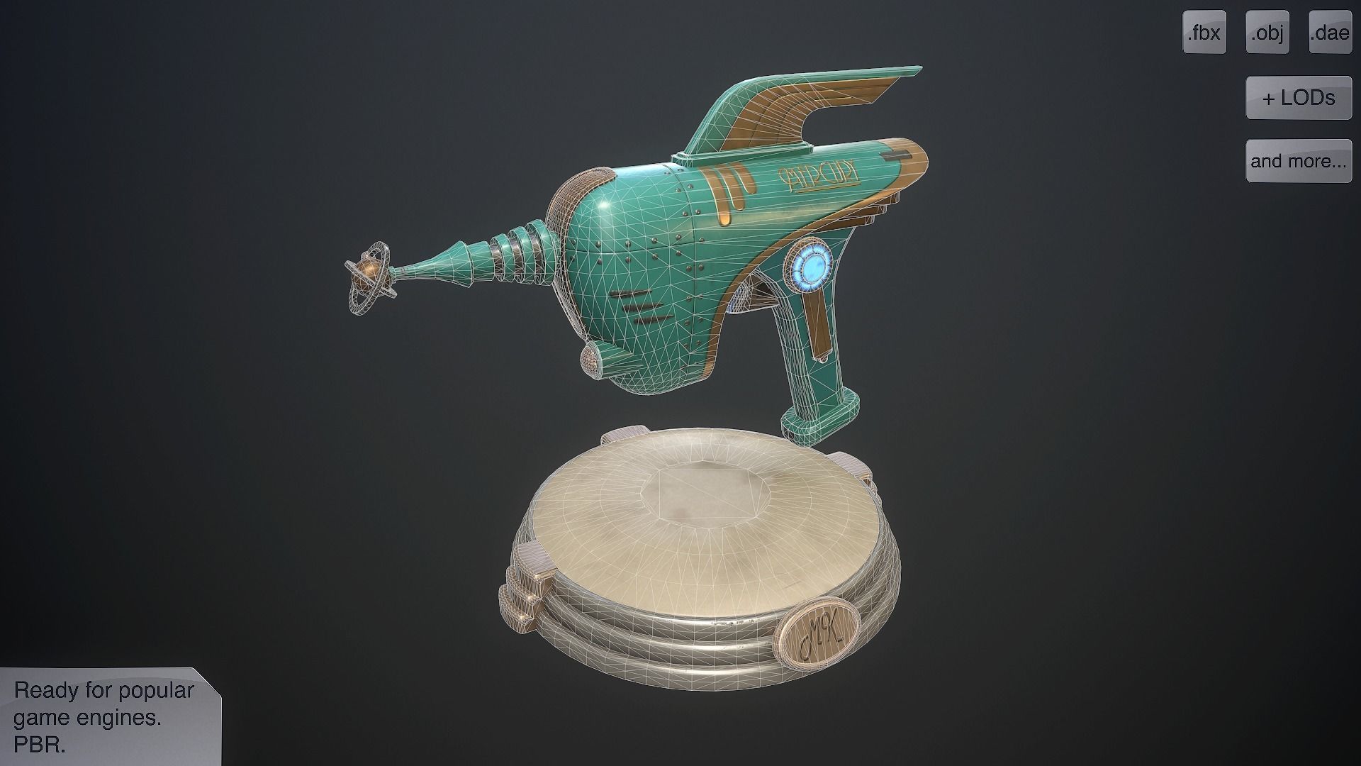 Retro pistol Low-poly 3D model_1