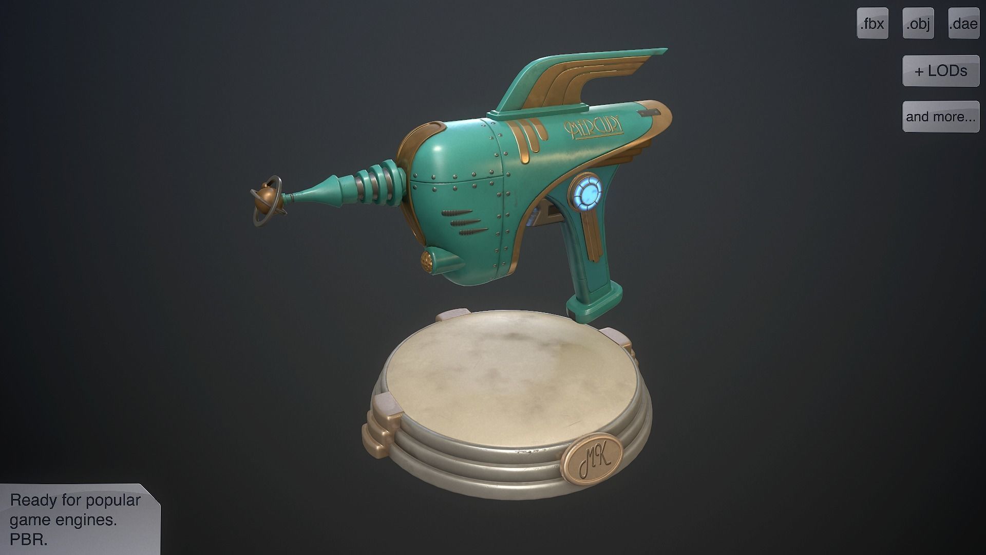 Retro pistol Low-poly 3D model_0