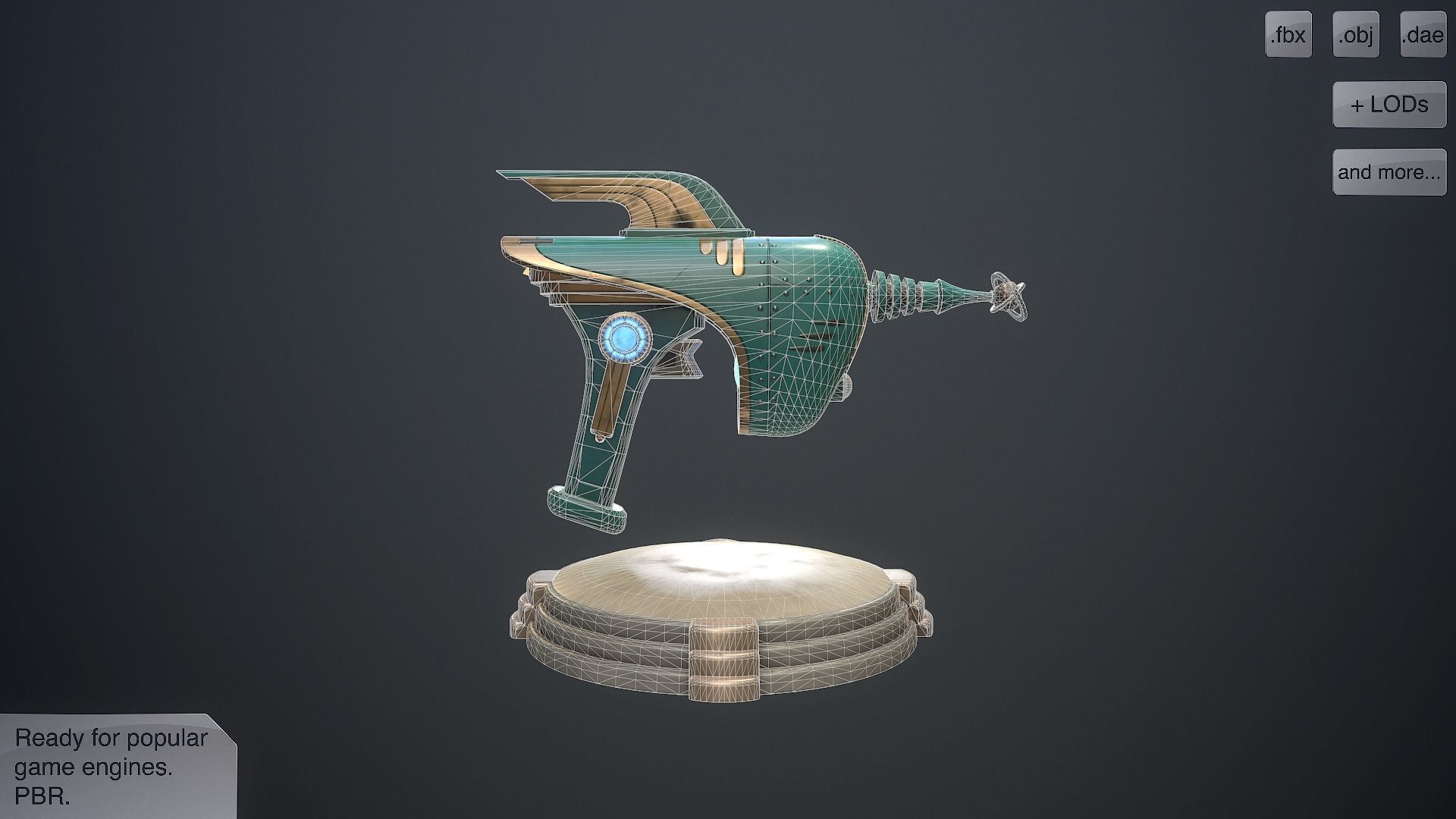 Retro pistol Low-poly 3D model_7