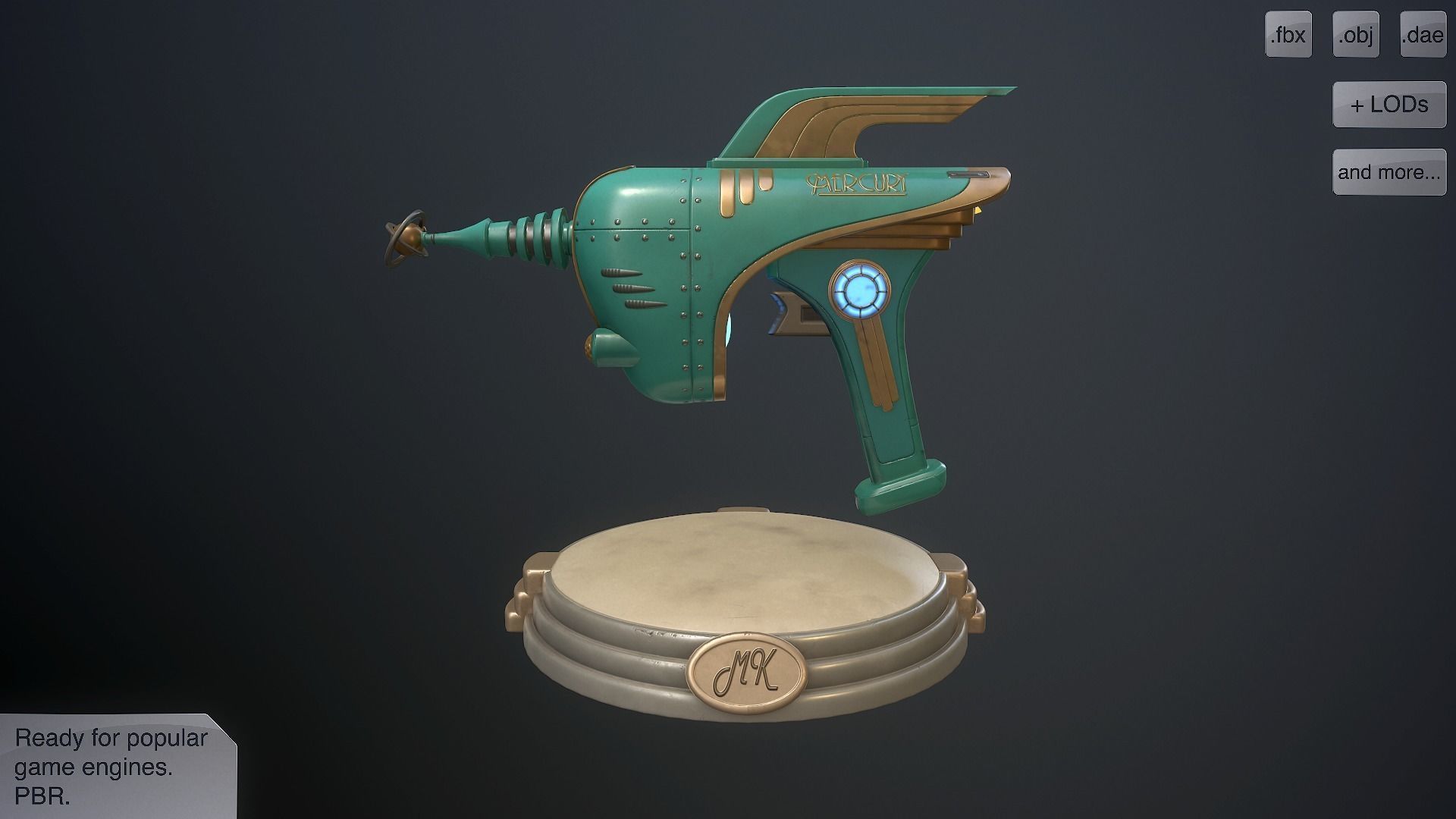 Retro pistol Low-poly 3D model_2