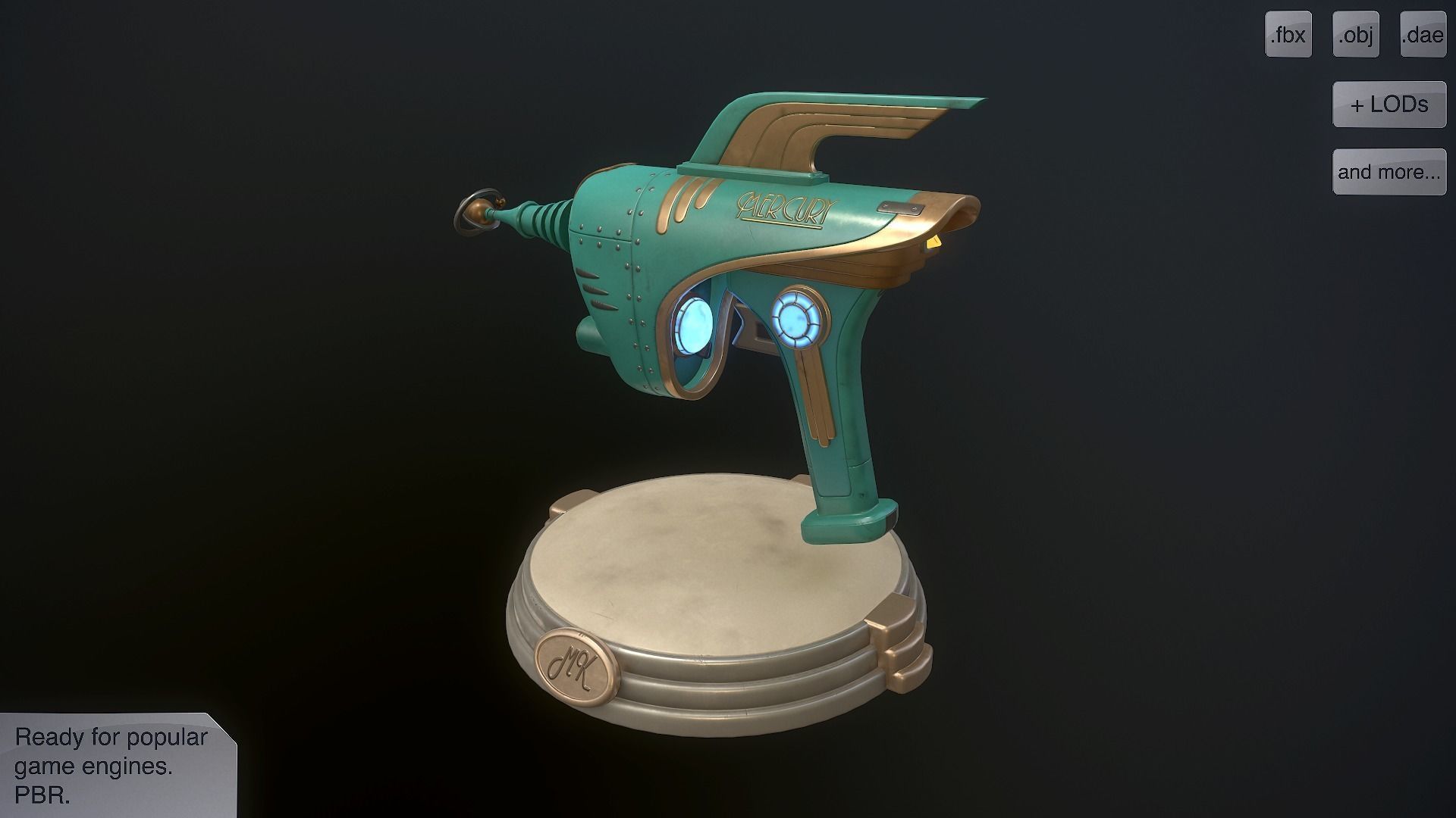 Retro pistol Low-poly 3D model_4