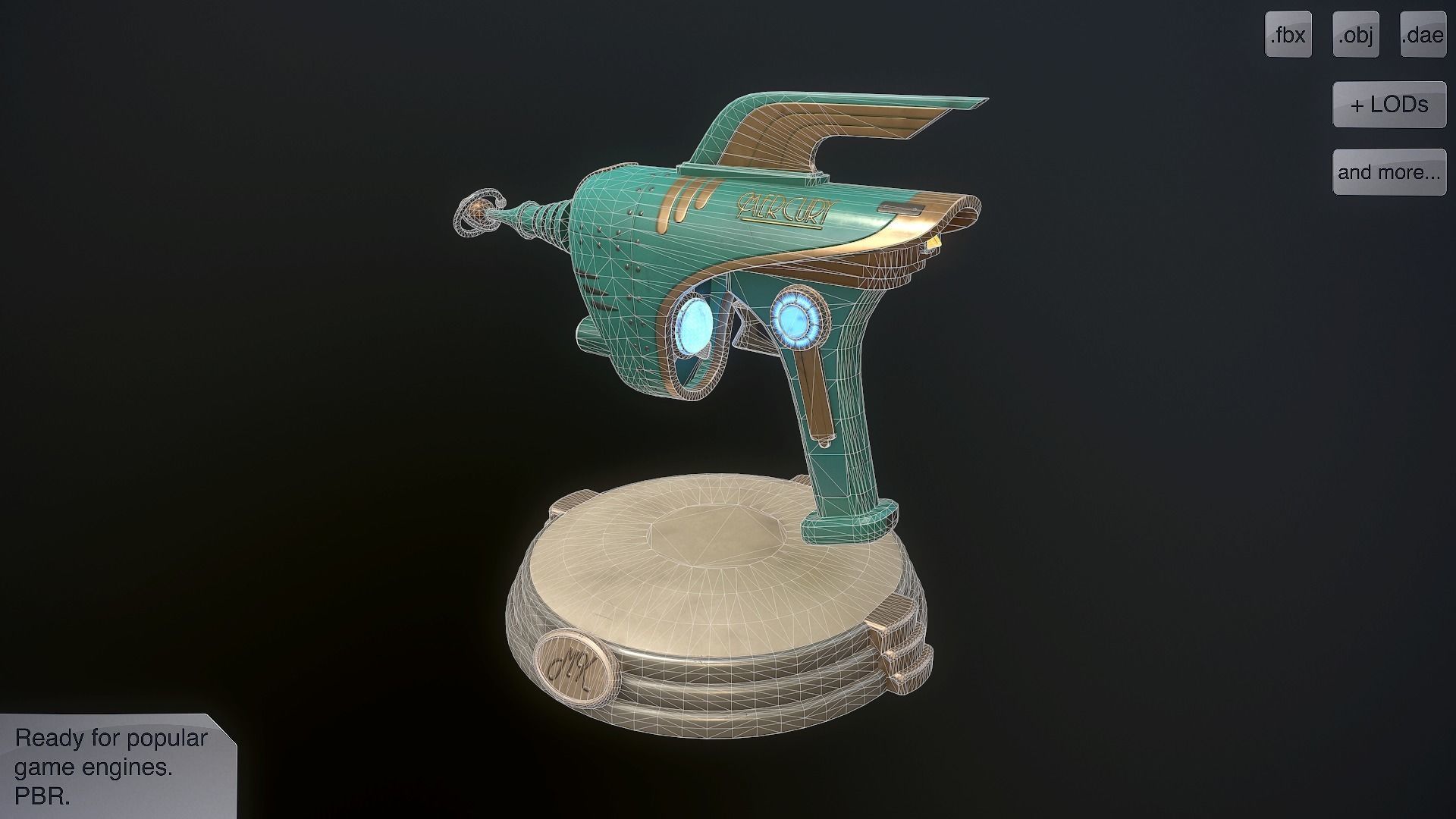 Retro pistol Low-poly 3D model_5