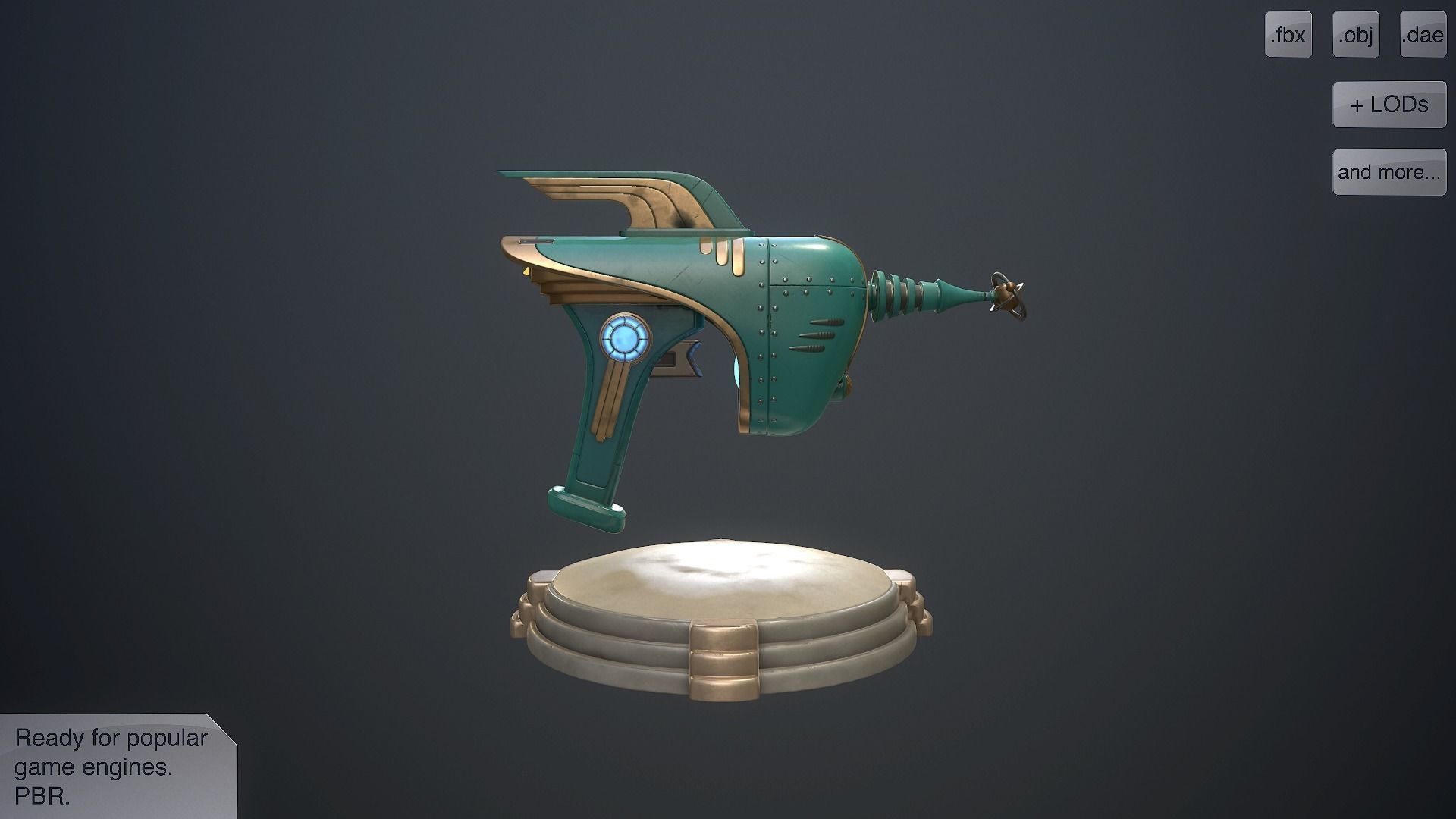 Retro pistol Low-poly 3D model_6