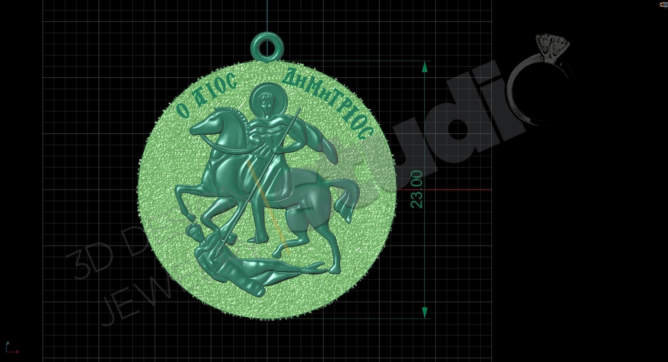 Saint Demetrius pendant 3d model 3D print model_4