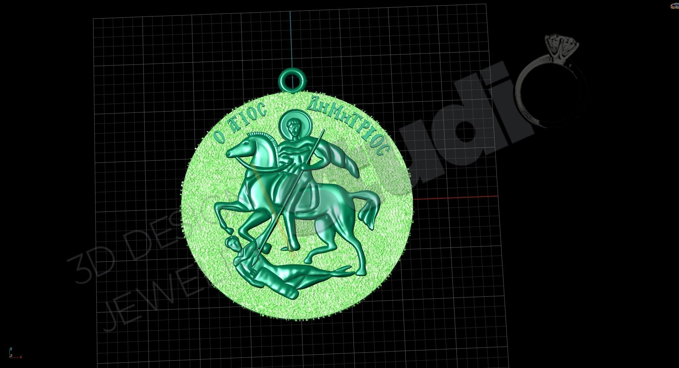 Saint Demetrius pendant 3d model 3D print model_2
