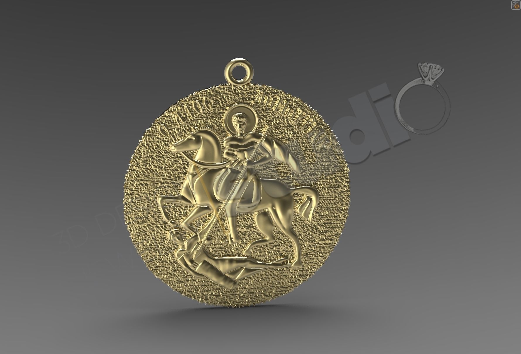 Saint Demetrius pendant 3d model 3D print model_1