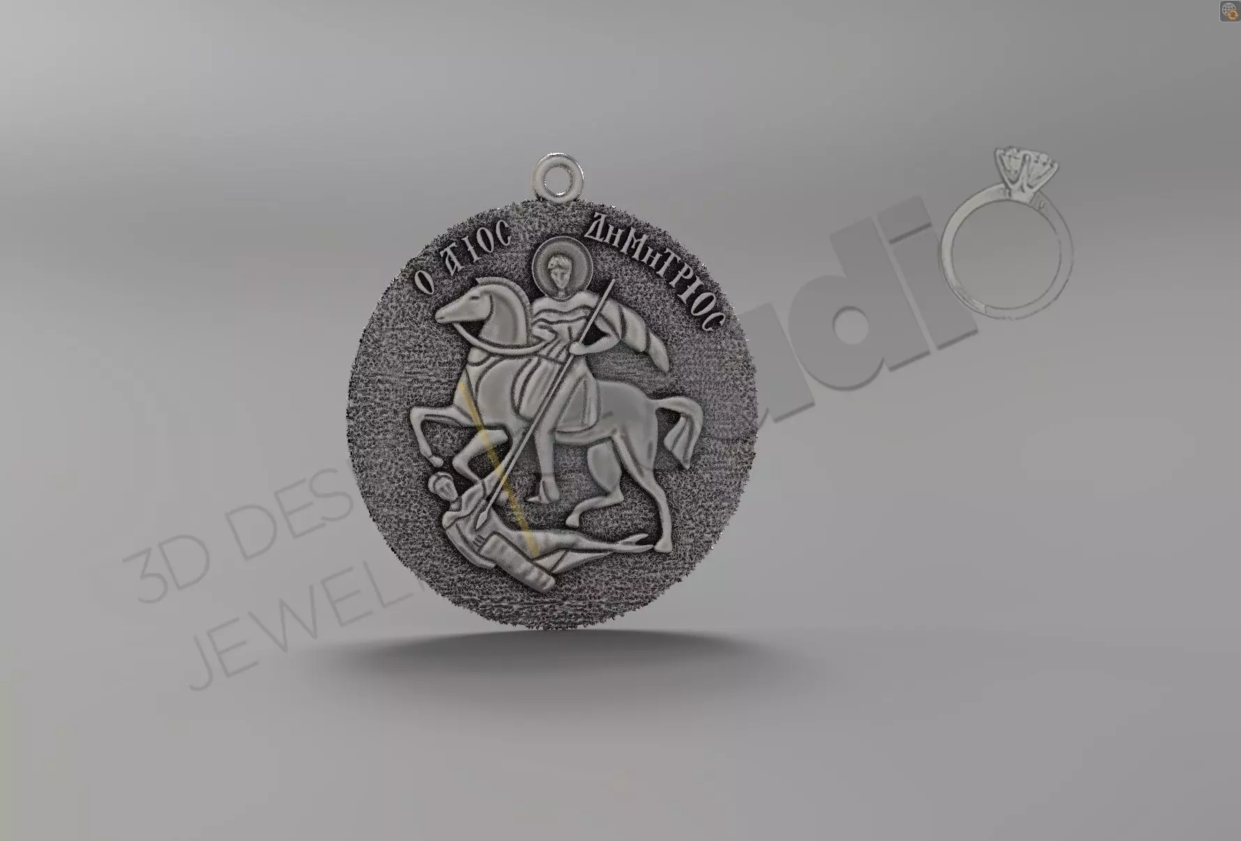 Saint Demetrius pendant 3d model 3D print model_0