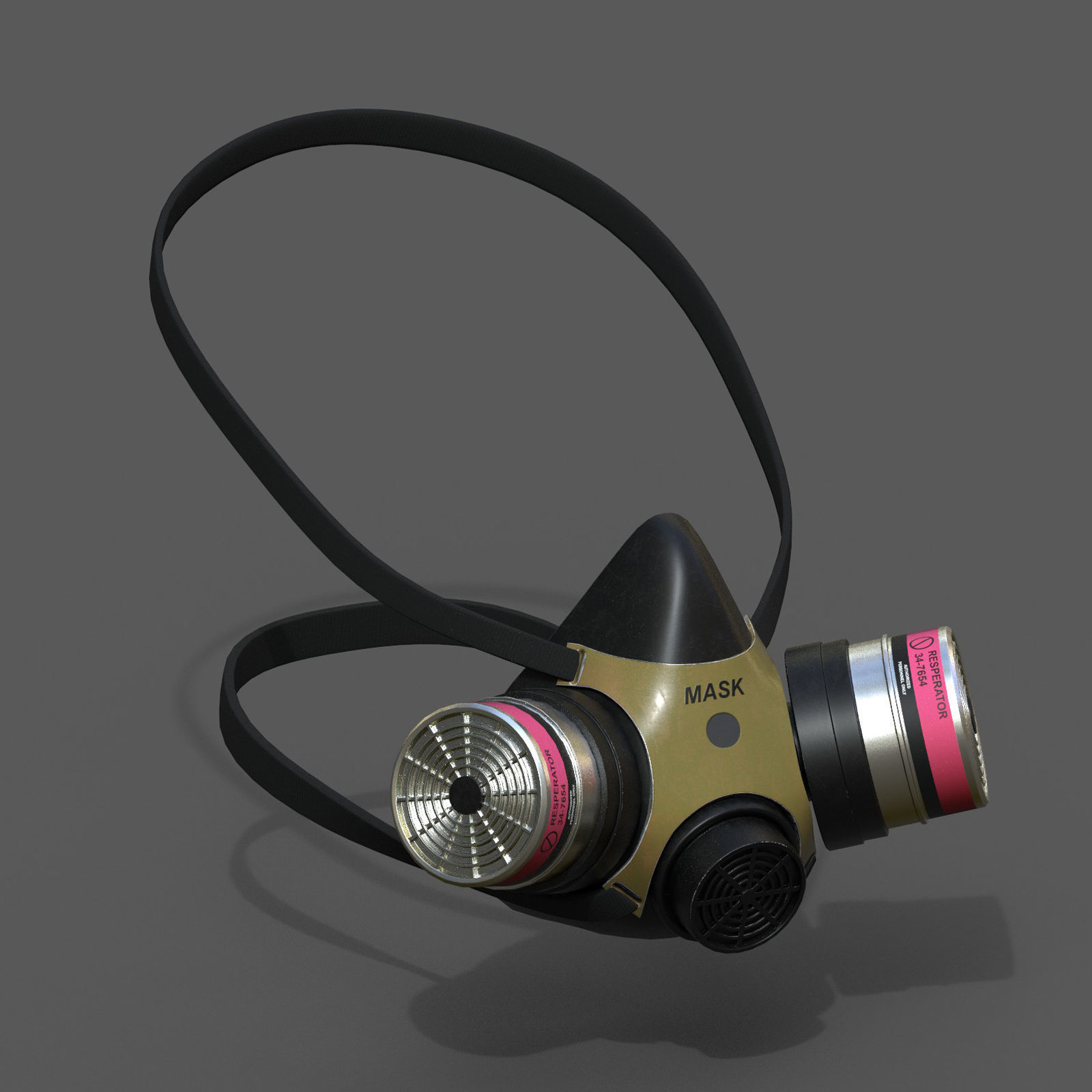 Gas mask respirator scifi military futuristic technology Low-poly 3D model_5