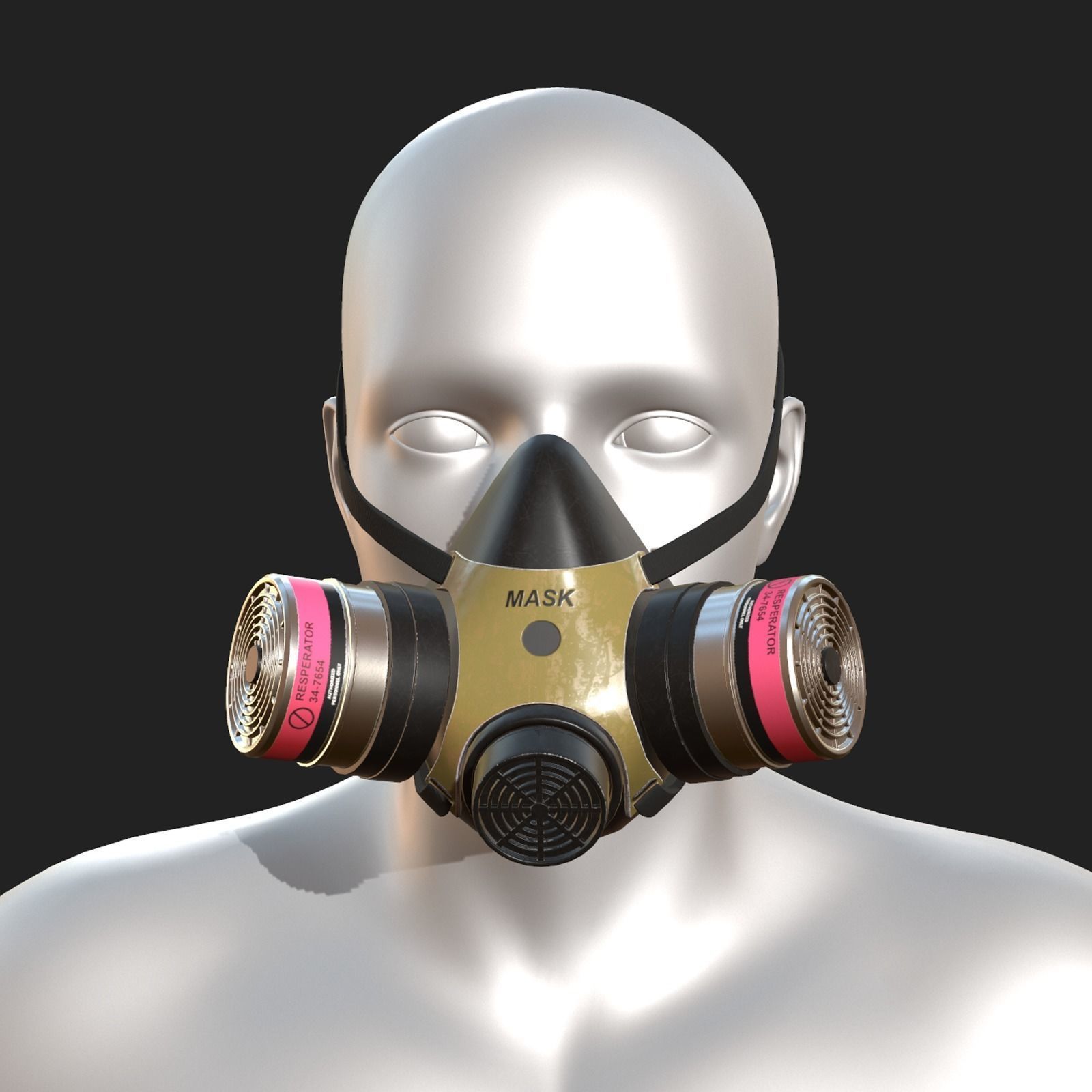 Gas mask respirator scifi military futuristic technology Low-poly 3D model_1