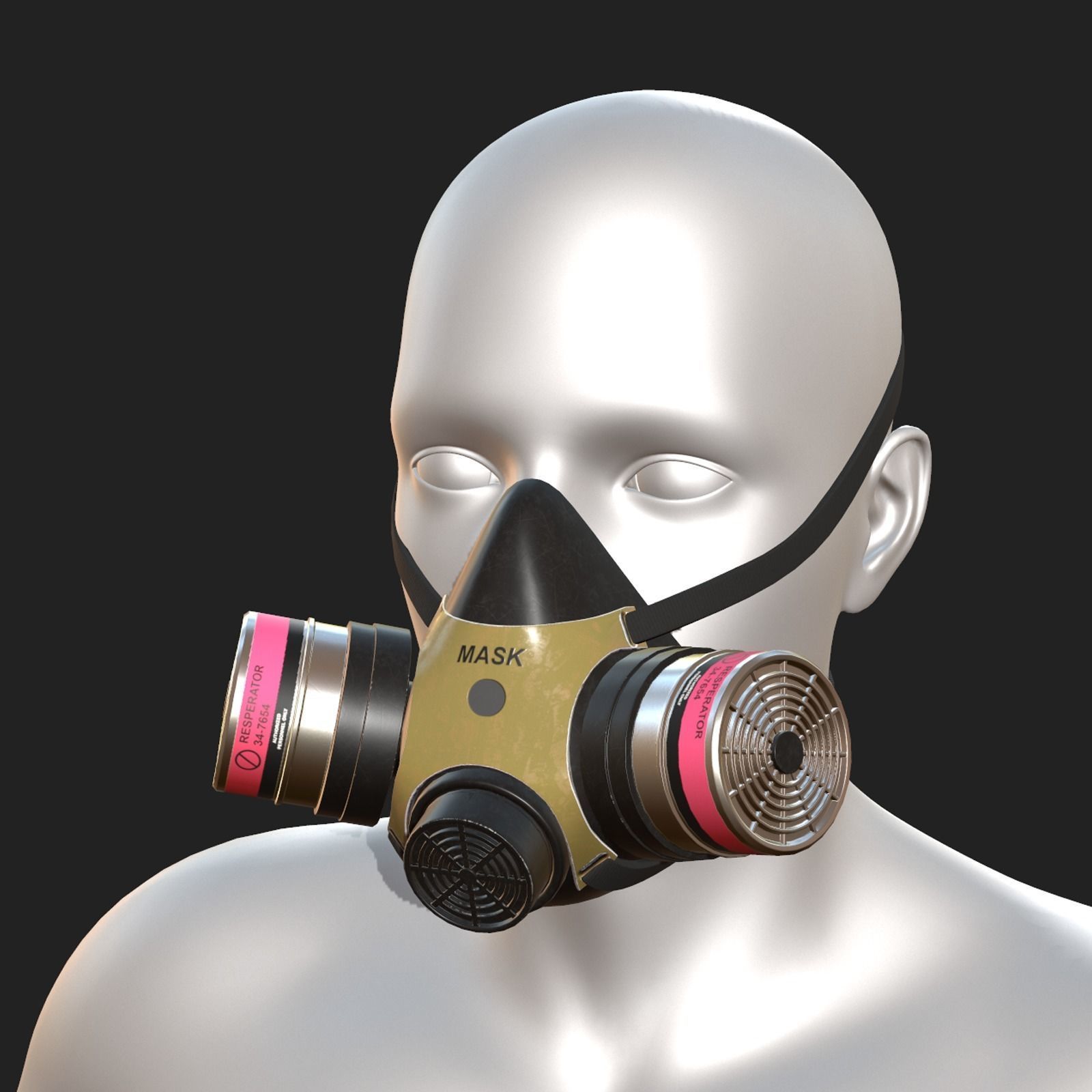 Gas mask respirator scifi military futuristic technology Low-poly 3D model_2