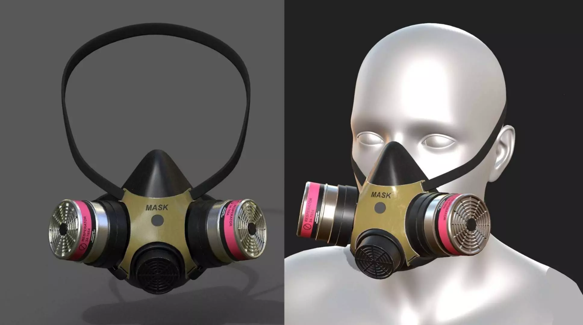 Gas mask respirator scifi military futuristic technology Low-poly 3D model_0