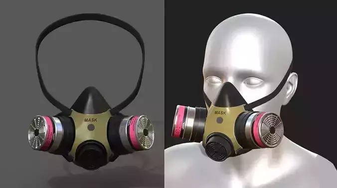 Gas mask respirator scifi military futuristic technology  Low-poly 3D model