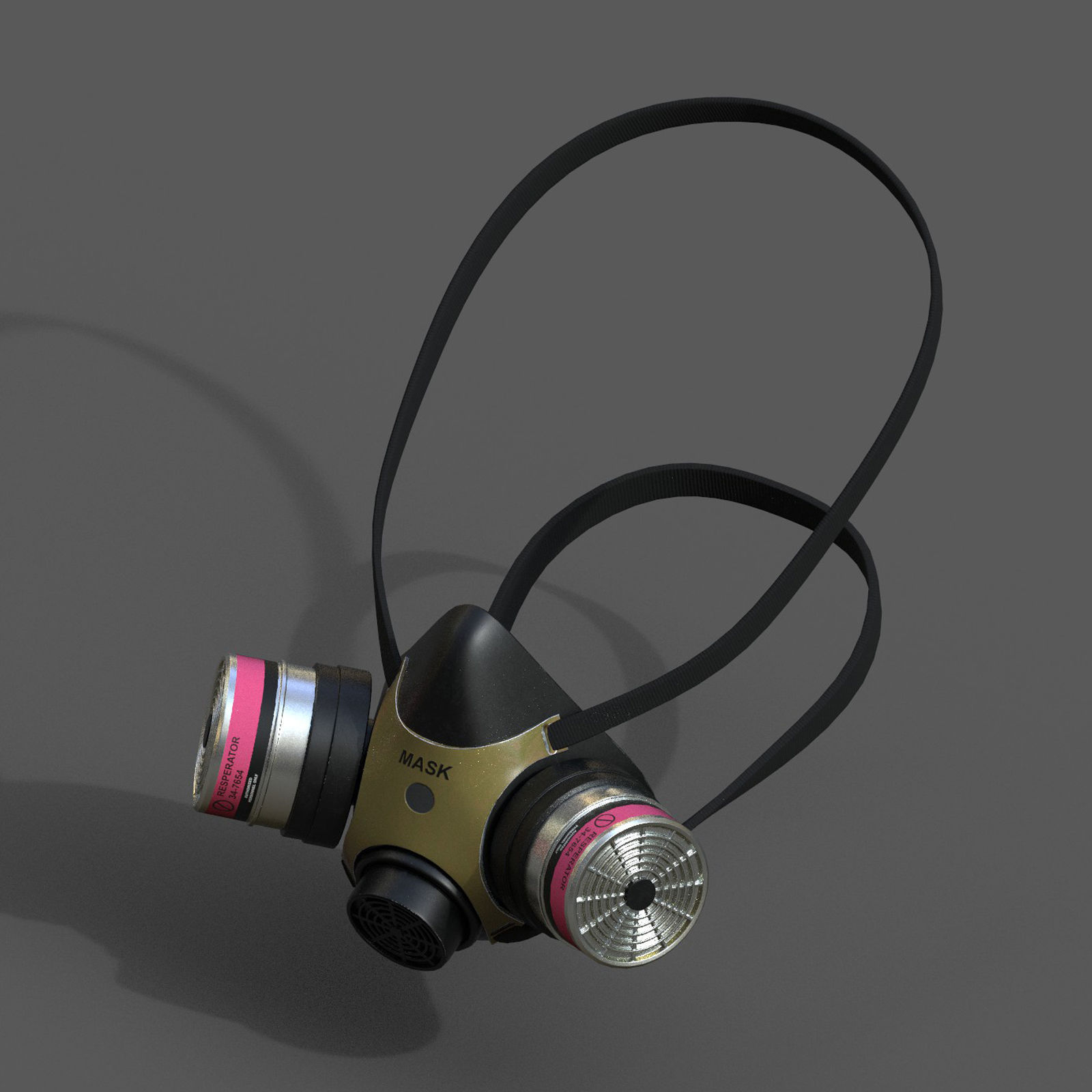 Gas mask respirator scifi military futuristic technology Low-poly 3D model_8