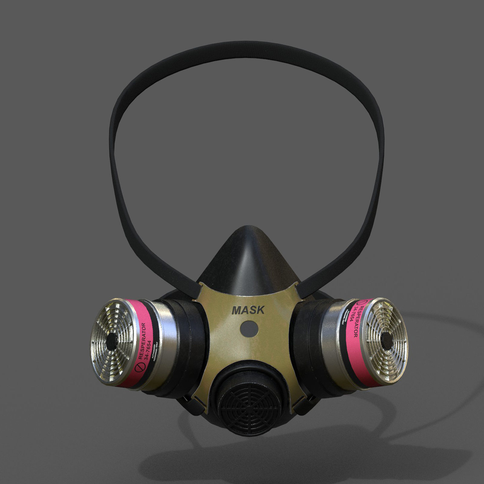 Gas mask respirator scifi military futuristic technology Low-poly 3D model_3