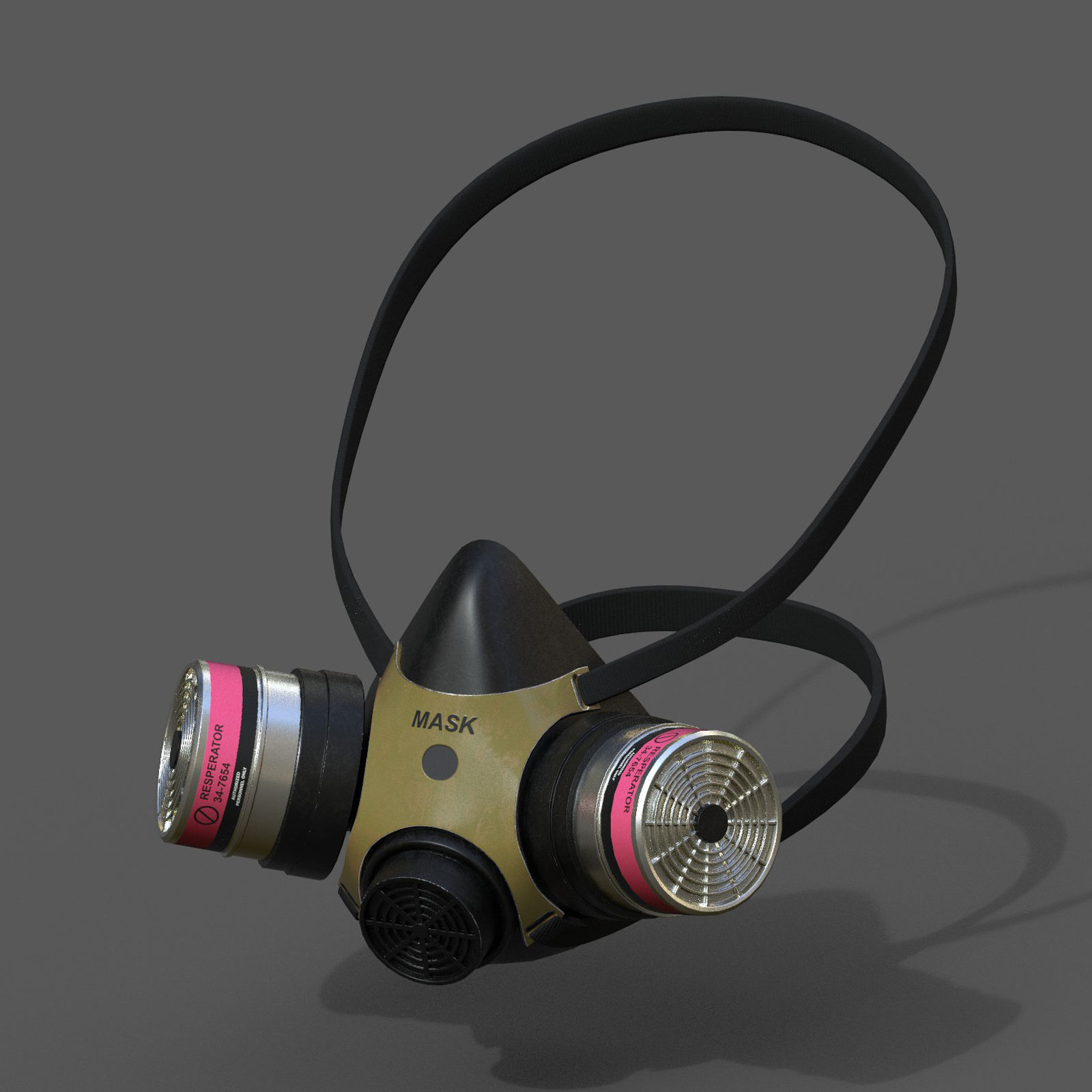 Gas mask respirator scifi military futuristic technology Low-poly 3D model_4