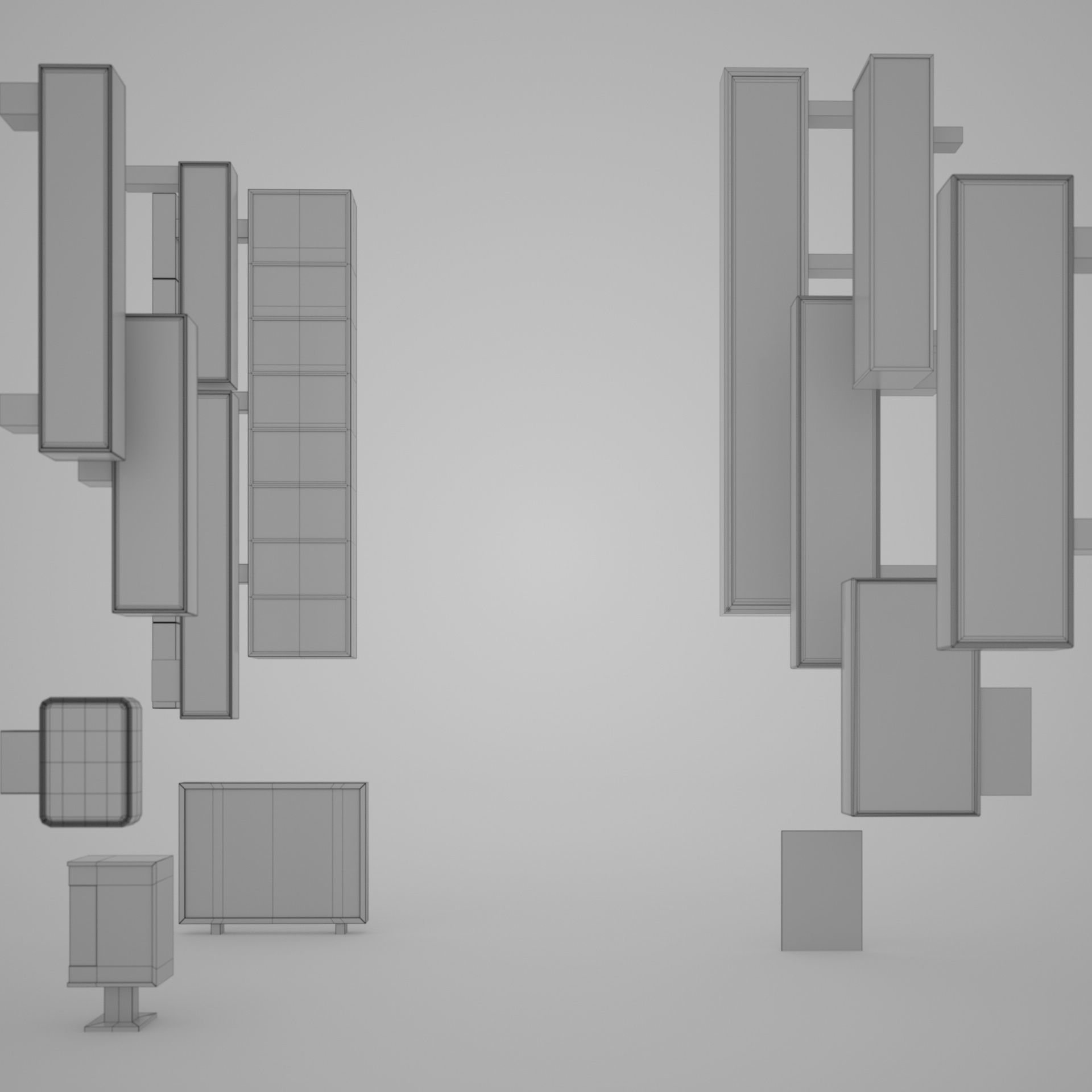 14 Japanese Neon Signs Low-poly 3D model_1