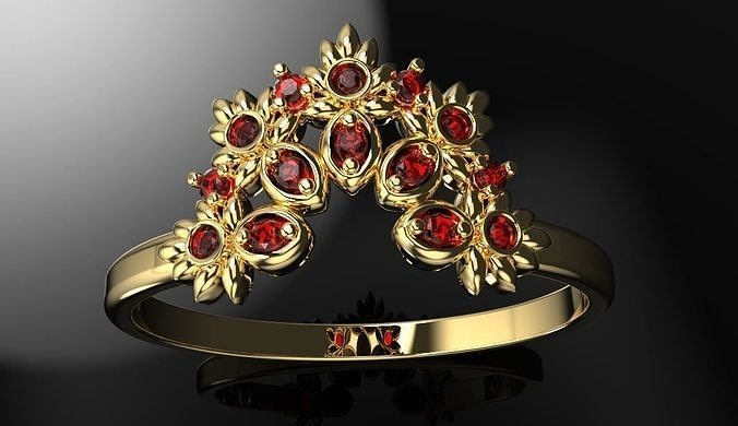 Floral ornament engagement ring 3D print model  3D print model