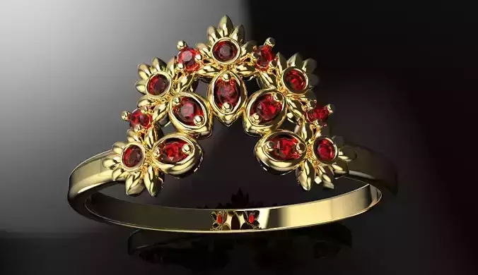 Floral ornament engagement ring 3D print model 