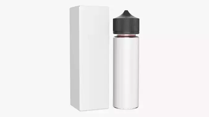 Vapor liquid bottle medium box with black cap 3D model