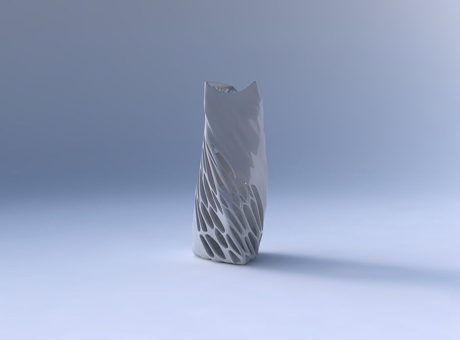Vase twist curved tipping triangle 2 with organic lattice hal... 3D print model_4