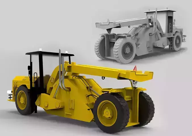 Crane two bulldozers