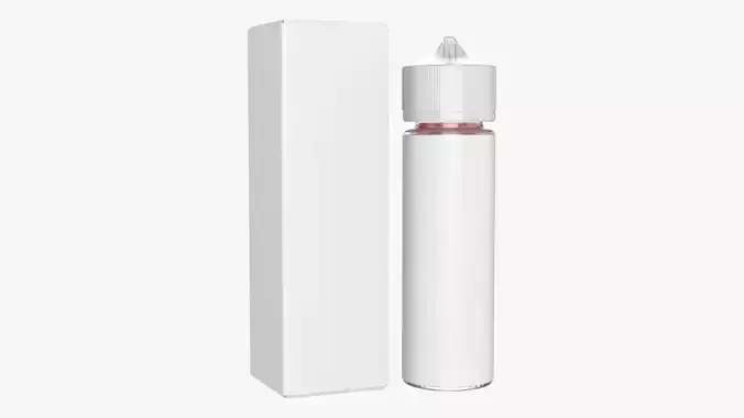 Vapor liquid bottle medium box with transparent cap 3D model