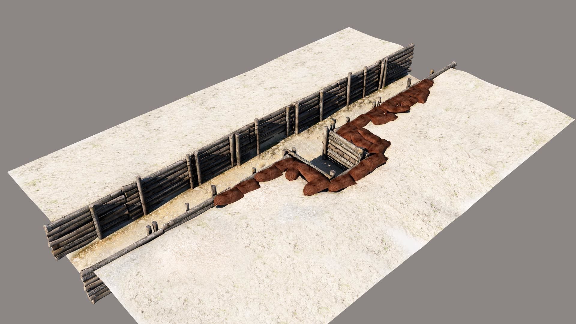 Trenches 3D model wall with hole in it 3D model_2