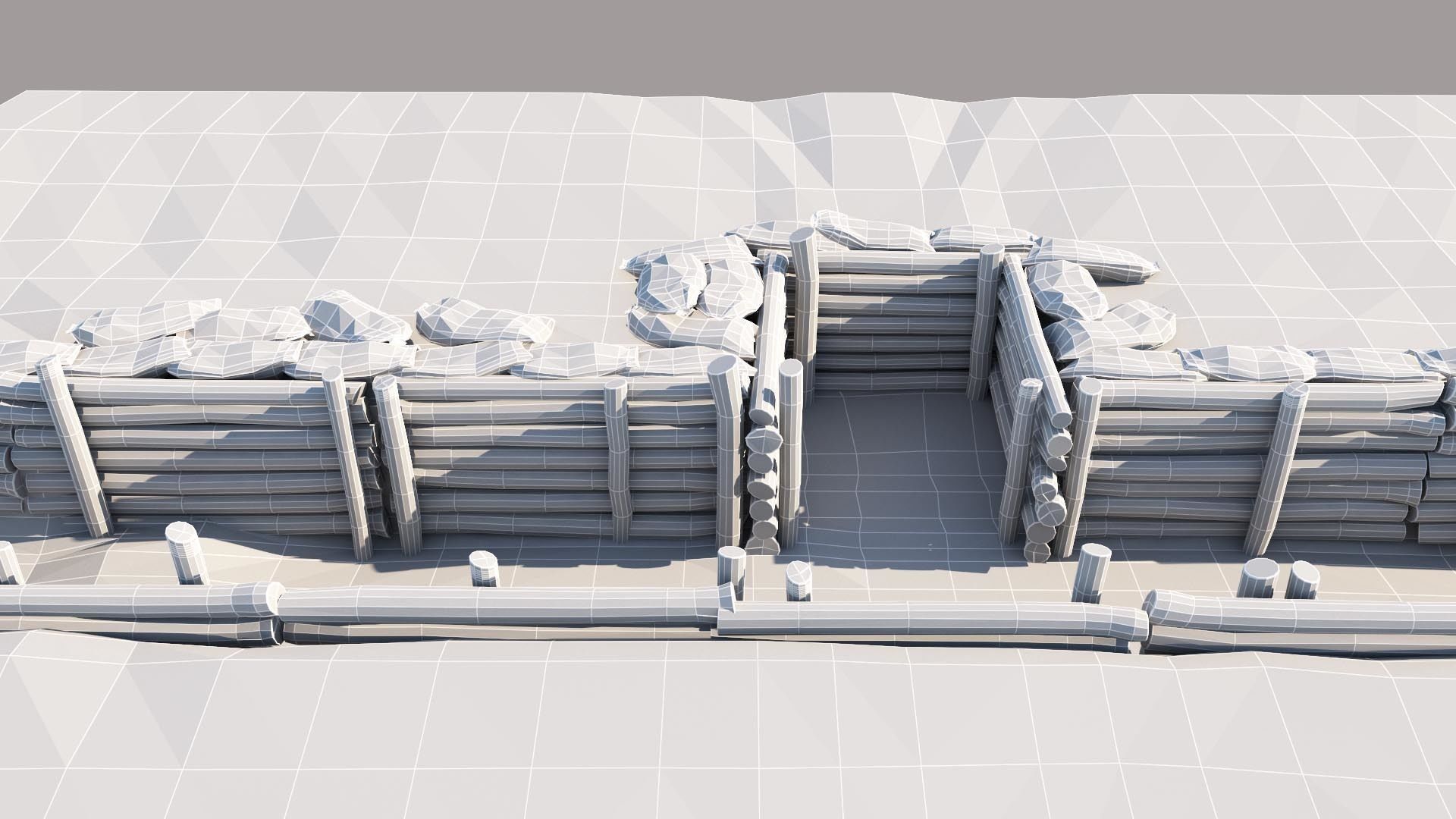 Trenches 3D model wall with hole in it 3D model_5