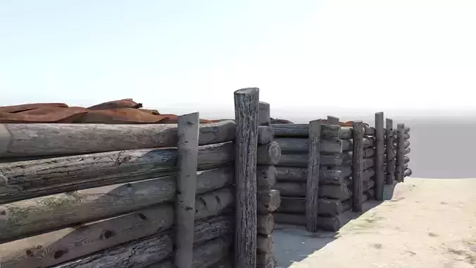 Trenches 3D model wall with hole in it 3D model