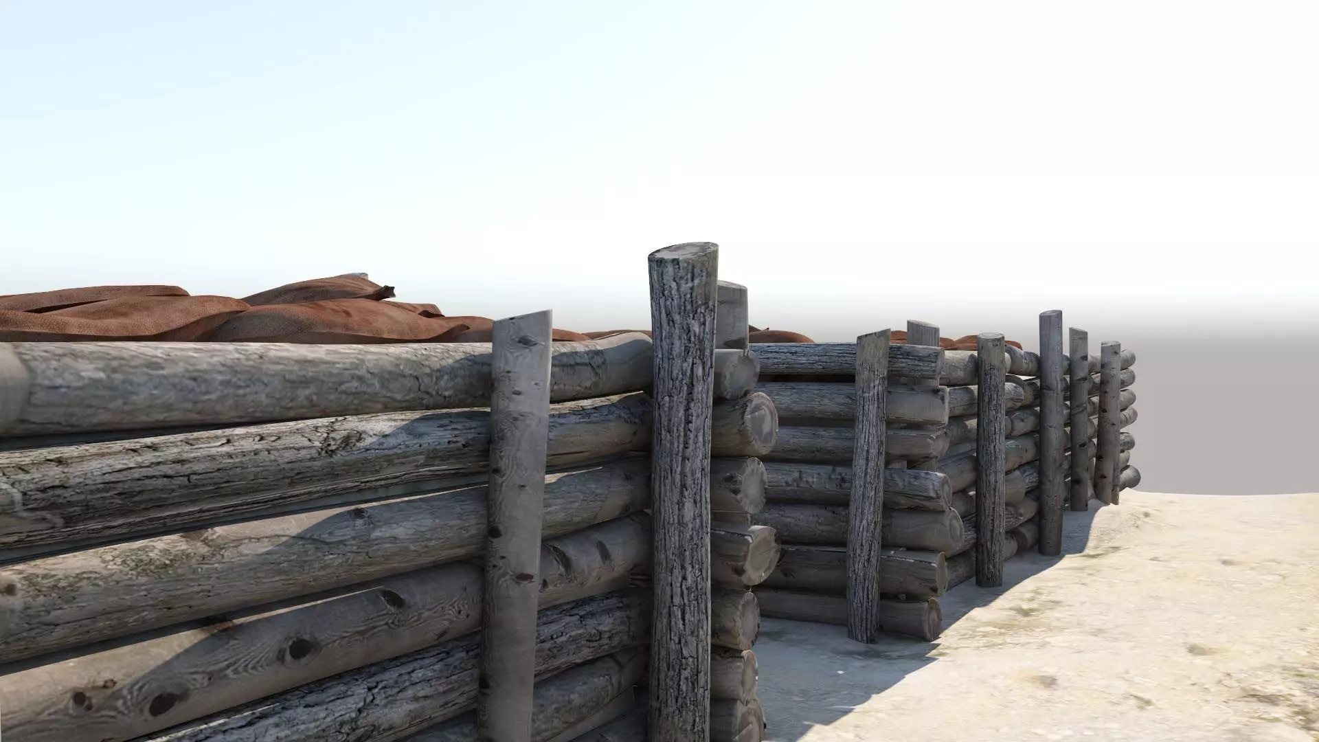 Trenches 3D model wall with hole in it 3D model_0