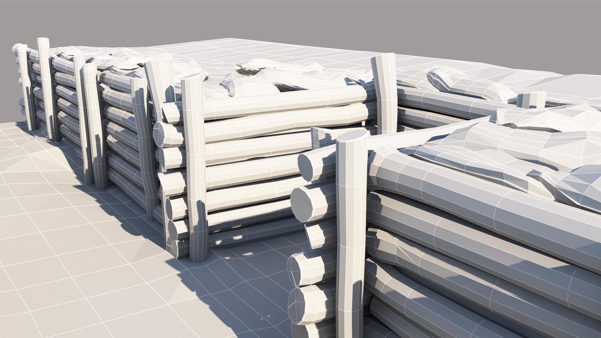 Trenches 3D model wall with hole in it 3D model_4