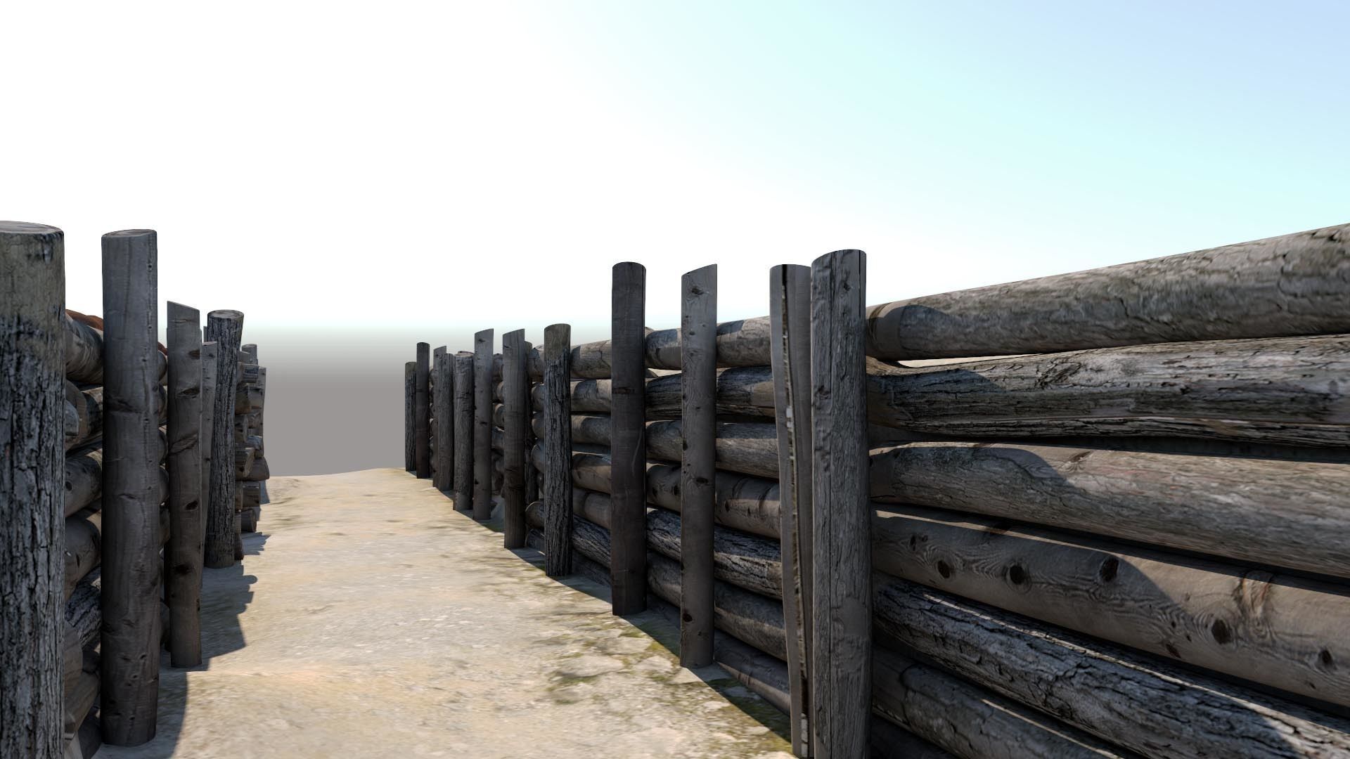 Trenches 3D model wall with hole in it 3D model_1