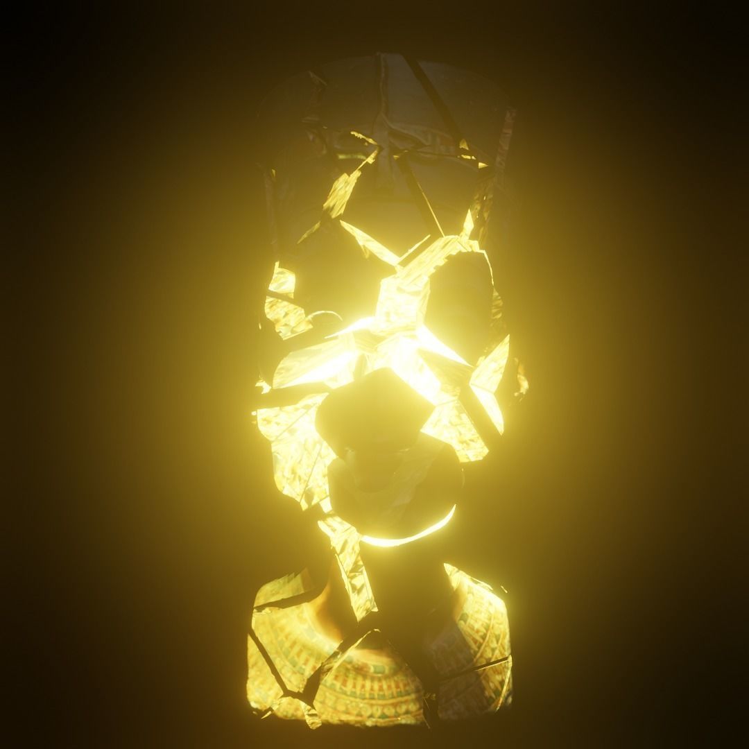 Nefertiti egyptian bust with glowing eyes 3D model_5