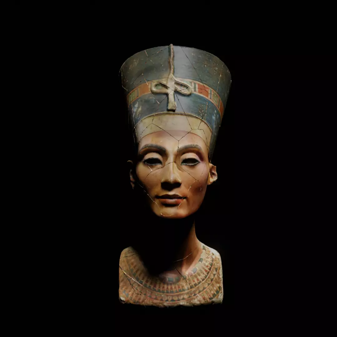 Nefertiti egyptian bust with glowing eyes 3D model_0
