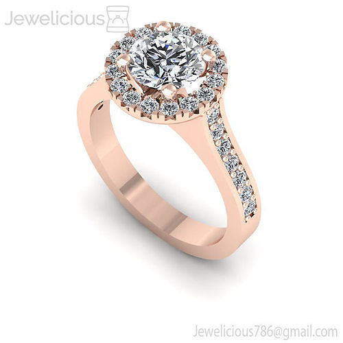 Jewelicious-1064-Ring diamond halo engagement ring in rose gold