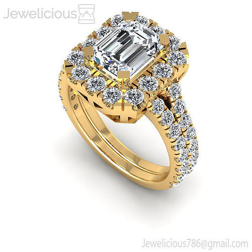 Jewelicious-1059-Ring diamond halo engagement ring gold