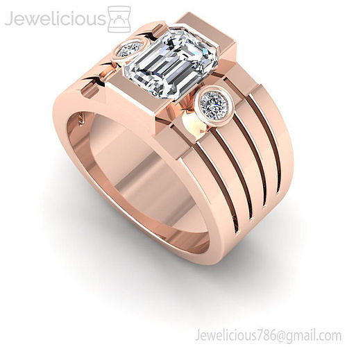 Jewelicious-1054-Ring emerald cut diamond ring in rose gold