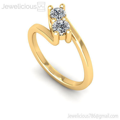 Jewelicious-1049-Ring gold diamond ring with two stones
