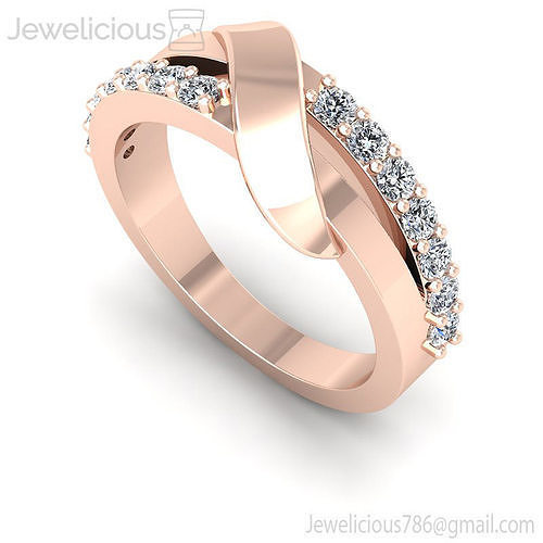 Jewelicious-1041-Ring rose gold diamond ring with two rows of diamonds